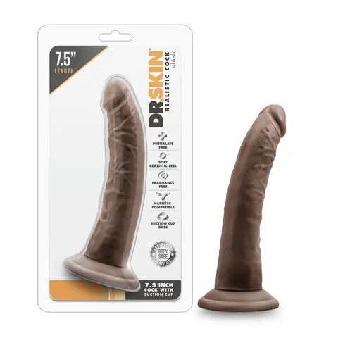 Dr. Skin Realistic 7.5 in. Dildo Brown