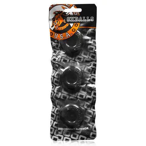 OxBalls Ringer, 3-Pack Of Do-Nut-1, Small in Black