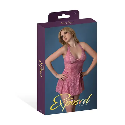 Magic Silk Wisteria Mist Halter Babydoll & G-Set Pink S/M