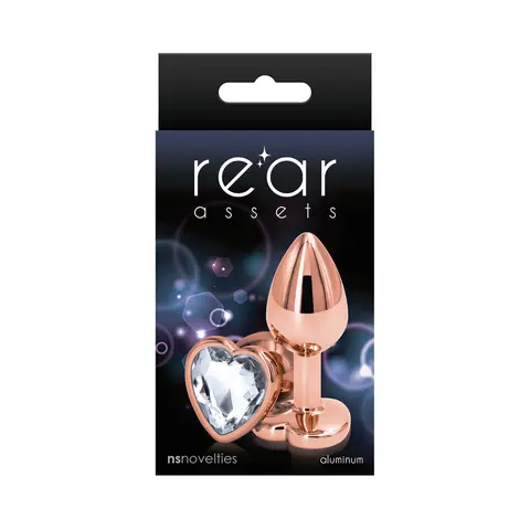 Rear Assets Rose Gold Heart Plug Small in Clear