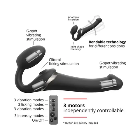Strap-On-Me Multi Orgasm Bendable Strapless Strap-On Black Large