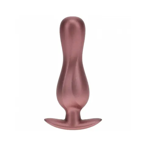 Ouch! Smooth Silicone Curvy Anal Plug 4.6 in. Rose Gold