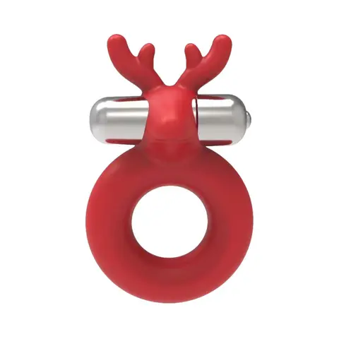 Horny Christmas Santa's Little Helper Reindeer Cockring With Multi Speed Candy Cane Stripe Bullet Liquid Silicone