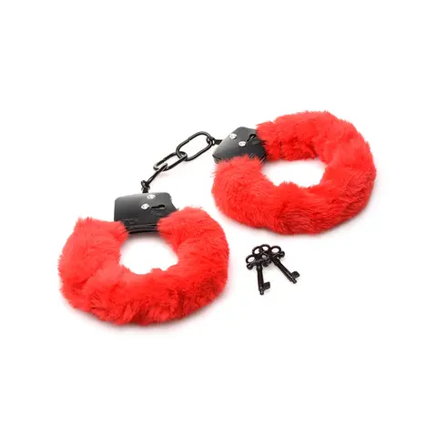 Master Series Cuffed in Fur Furry Handcuffs in Red