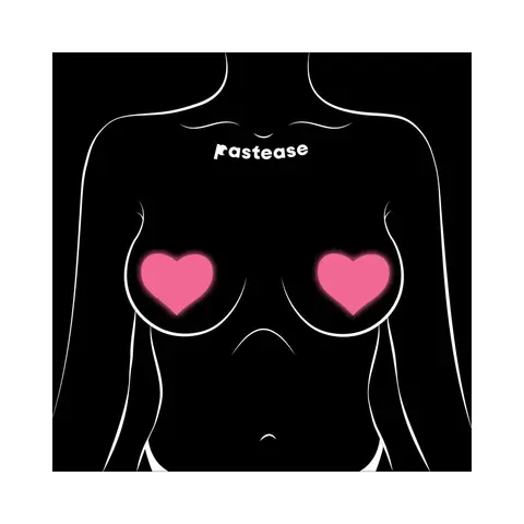 Pastease Love: Glow-in-the-Dark Neon Pink Heart Pasties Nipple Covers