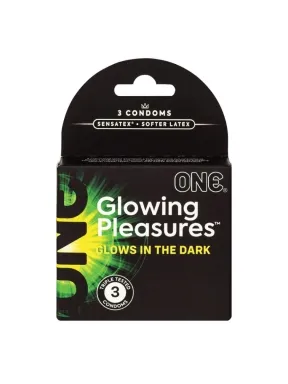 ONE Glowing Pleasure 3 Count Glow In The Dark Latex Condoms