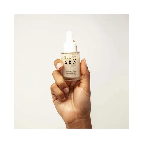 Bijoux Indiscrets Slow Sex Hair & Skin Shimmer Dry Oil 1 oz.