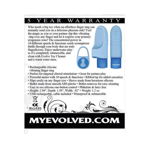 Evolved Fingerlicious Rechargeable Silicone Finger Vibrator Blue