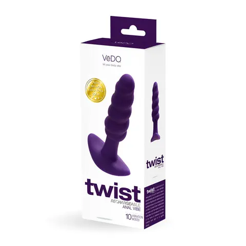 VeDO Twist Rechargeable Silicone Vibrating Anal Plug in Purple