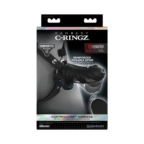 Fantasy C-Ringz ControlCore Harness Remote Vibrating Cock Blocker Black