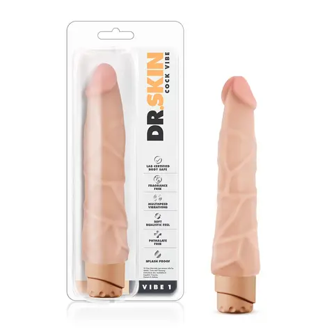 Dr. Skin Cock Vibe 1 Realistic 9 in. Vibrating Dildo in Beige