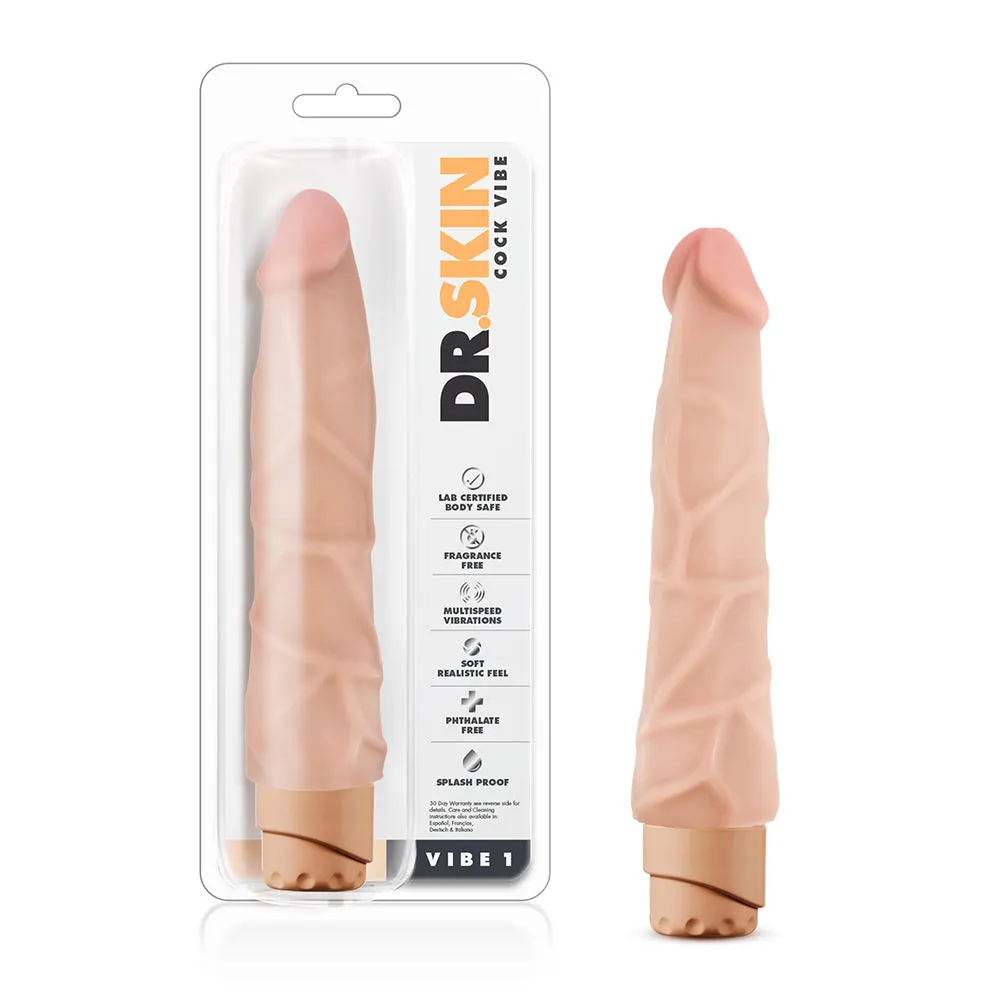 Dr. Skin Cock Vibe 1 Realistic 9 in. Vibrating Dildo in Beige