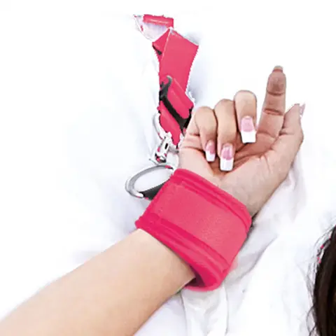 Lux Fetish 7-Piece Bed Spreader Playful Restraint System in Hot Pink