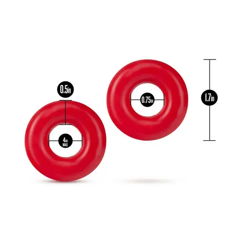 Stay Hard Donut Rings Oversized Cockring 2-Pack in Red