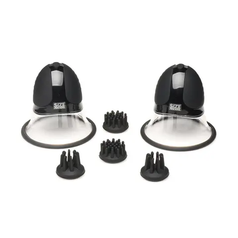 Size Matters 10X Rotating Silicone Nipple Suckers with 4 Attachments in Black
