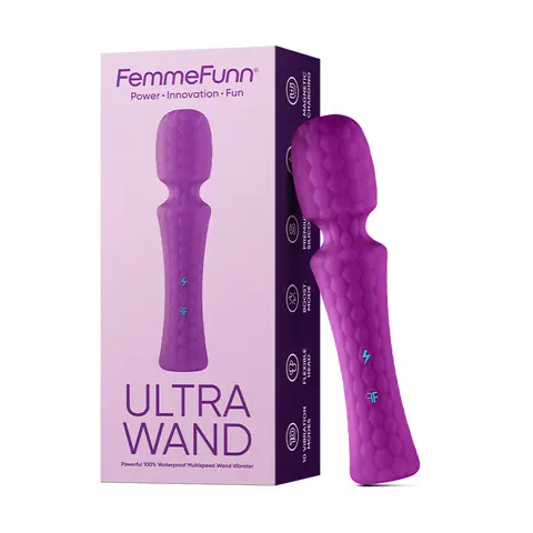 FemmeFunn Ultra Wand Rechargeable Flexible Textured Silicone Vibrator in Purple