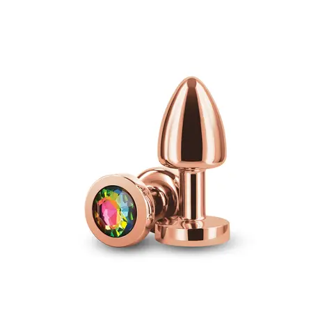 Rear Assets Petite Metal Anal Plug in Rose Gold/Rainbow