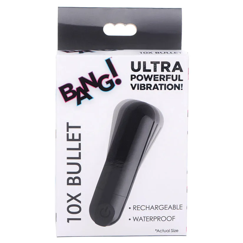 Bang! 10X Rechargeable Vibrating Metallic Bullet in Black