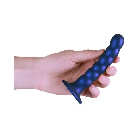 Ouch! Beaded Silicone 5 in. G-Spot Dildo Metallic Blue