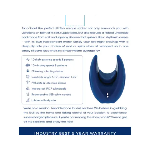 Zero Tolerance Taco Time Silicone Rechargeable Blue
