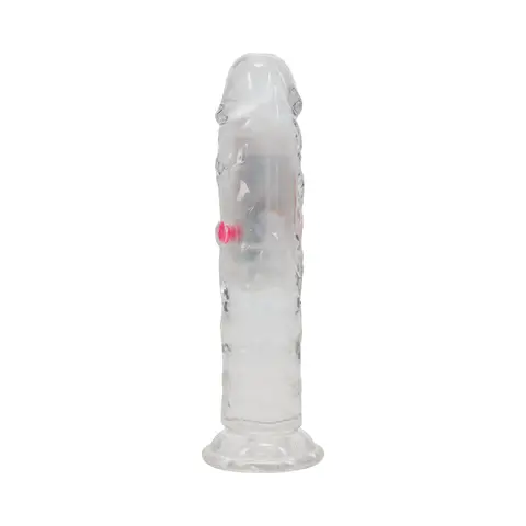 RealRock Wireless Rechargeable Remote Control LED Vibrating 6 in. Dildo Clear