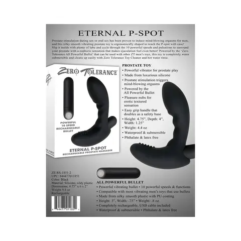Zero Tolerance Eternal P-Spot Rechargeable Vibrating Prostate Massager Black