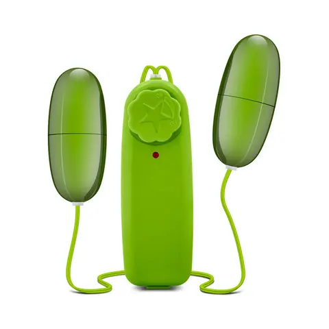 B Yours Double Pop Eggs Remote-Controlled Dual Bullet Vibrator in Lime