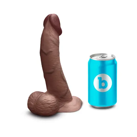 b-Vibe Slipskin Realistic Silicone Dildo 8 in. Curved in Brown