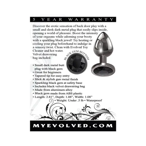 Evolved Black Gem Anal Plug Small