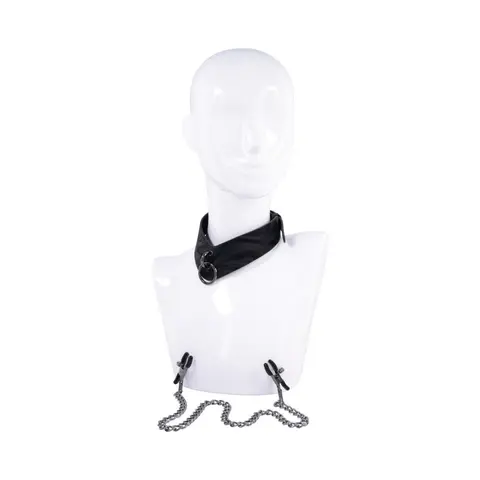 Sportsheets Velvet Noir Collar & Removable Clamps