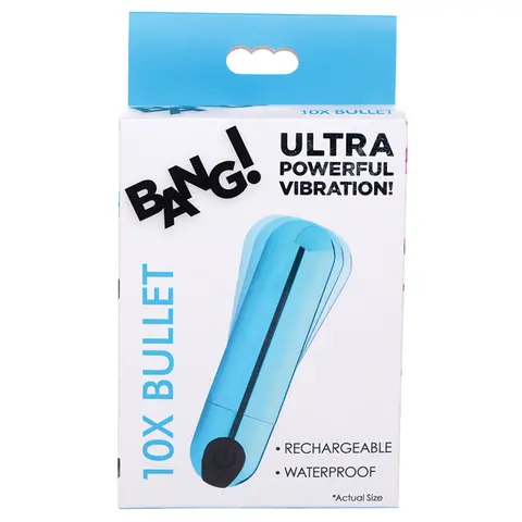 Bang! 10X Rechargeable Vibrating Metallic Bullet in Blue
