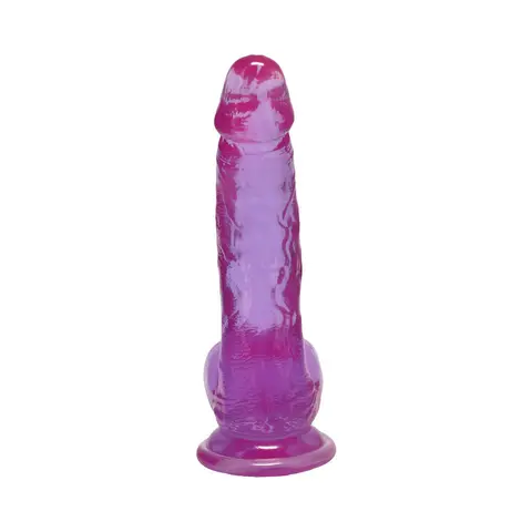 Crystal Jellies Curved Realistic Cock with Balls 7 in. in Purple