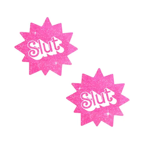 Neva Nude Barbie Babe Sassy Slut UV Pink Glitter Nipple Pasties