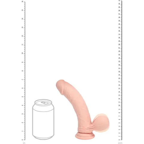 Realrock Realistic Dual Density Vibrating Silicone Dildo with Weighted Balls 7 in. in Beige