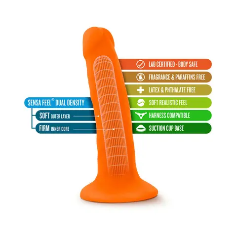 Neo 6 in. Dual Density Dildo Neon in Orange