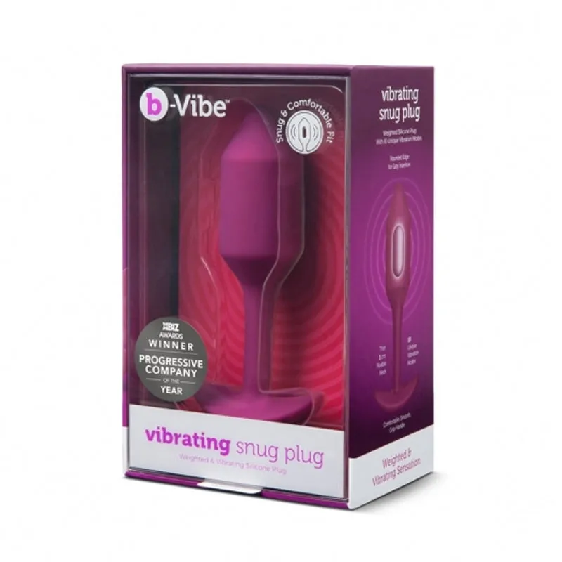 b-Vibe Vibrating Snug Plug 2 Rechargeable Weighted Silicone Anal Plug in Rose