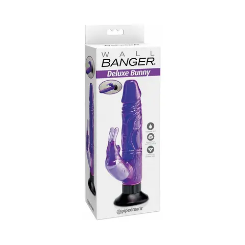 Waterproof Wall Bangers Deluxe Bunny Realistic Rabbit Vibrator With Suction Cup Purple
