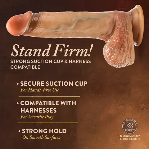 Renaissance Raphael Sliding Foreskin Dildo with Squeezable Balls 9.5 in. Tan