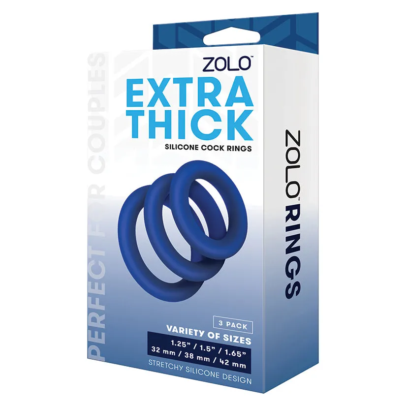 Zolo Extra Thick Silicone Cock Ring 3-Pack Blue