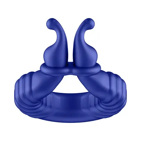 Forto F-24 Rechargeable Silicone Textured Vibrating Cockring in Blue