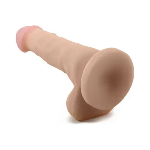 Au Naturel 7 in. Sam Posable Dual Density Dildo with Balls Beige