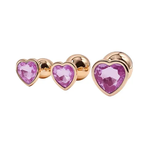 Adam & Eve Rose Gold Pink Heart Anal Plug Training Set