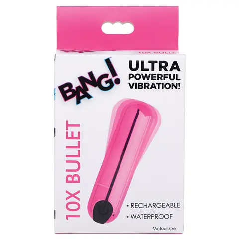 Bang! 10X Rechargeable Vibrating Metallic Bullet in Pink
