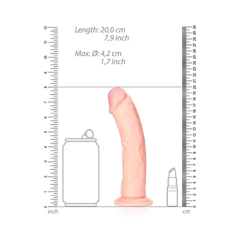 RealRock Realistic 7 in. Curved Dildo With Suction Cup in Beige