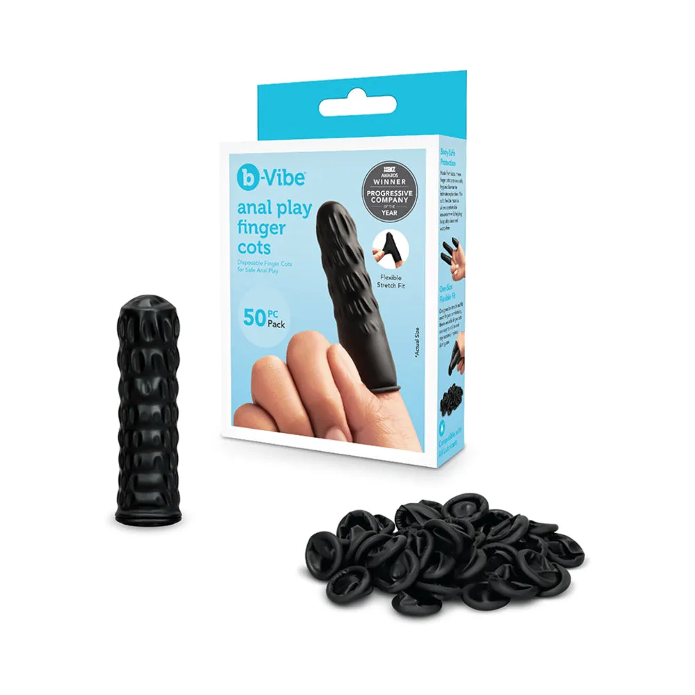 b-Vibe Essentials Anal Play Finger Cots 50-Piece Black