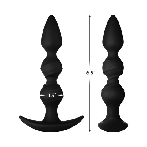 Forto F-42 Spiral Beads Silicone Anal Plug Black