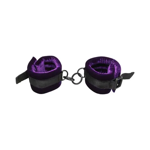 Merci Velvet Ankle Cuffs Violet/Black