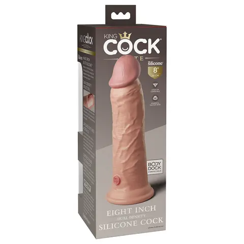 King Cock Elite 8 in. Dual Density Silicone Cock Realistic Dildo With Suction Cup in Beige