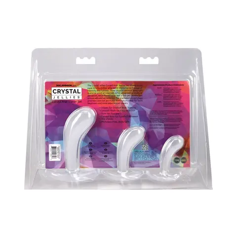 Crystal Jellies Curved Anal Trainer Set in Clear