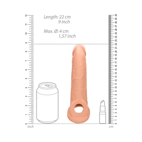 RealRock Realistic 9 in. Penis Sleeve Extender Sling Beige